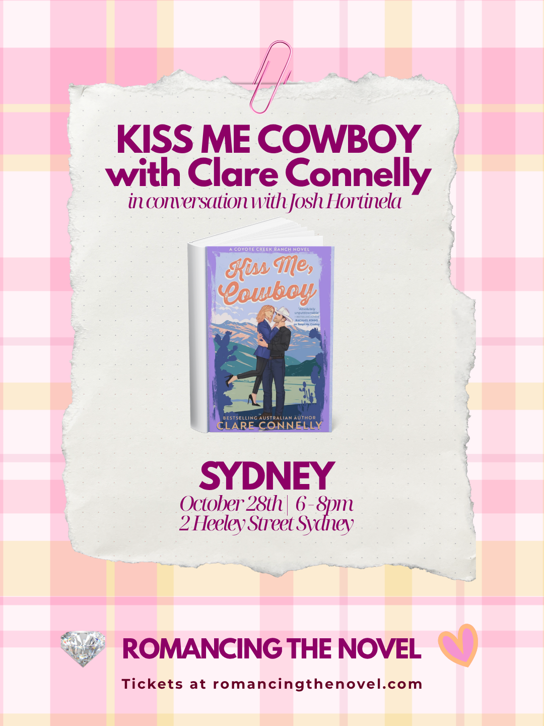 SYDNEY AUTHOR EVENT: Kiss Me Cowboy by Clare Connelly